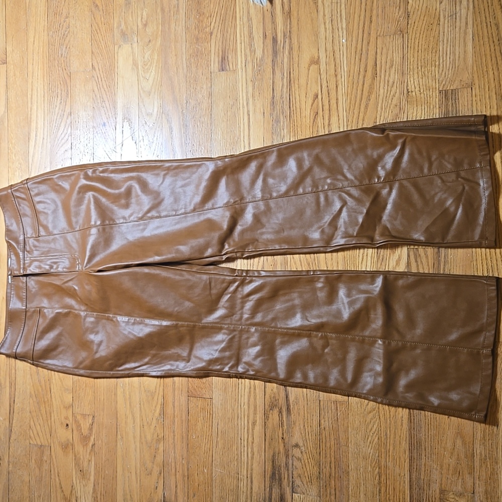Free People We The Free Uptown brown high waist faux leather flare pants